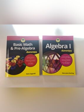 SET OF 2 Basic Math/Pre-Algebra and Algebra I "for dummies" never used 2nd ed.